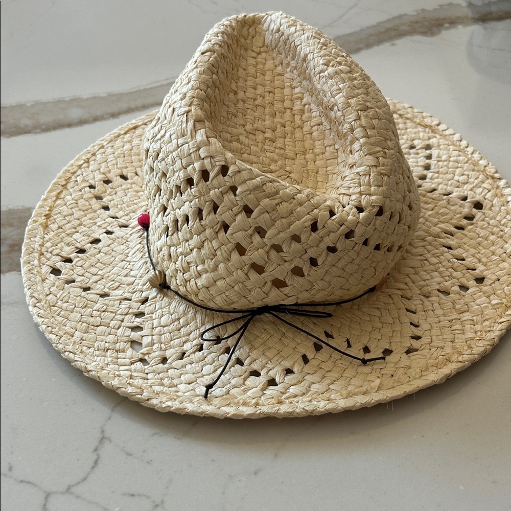 Girls Old Navy Tan Straw Hat with Accents